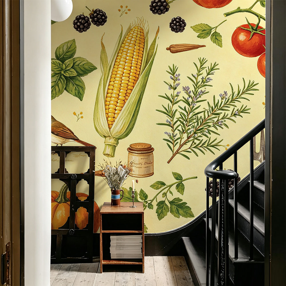 Papier peint adhésif en PVC à motif fleuri pour la cuisine amovible de 1 mm