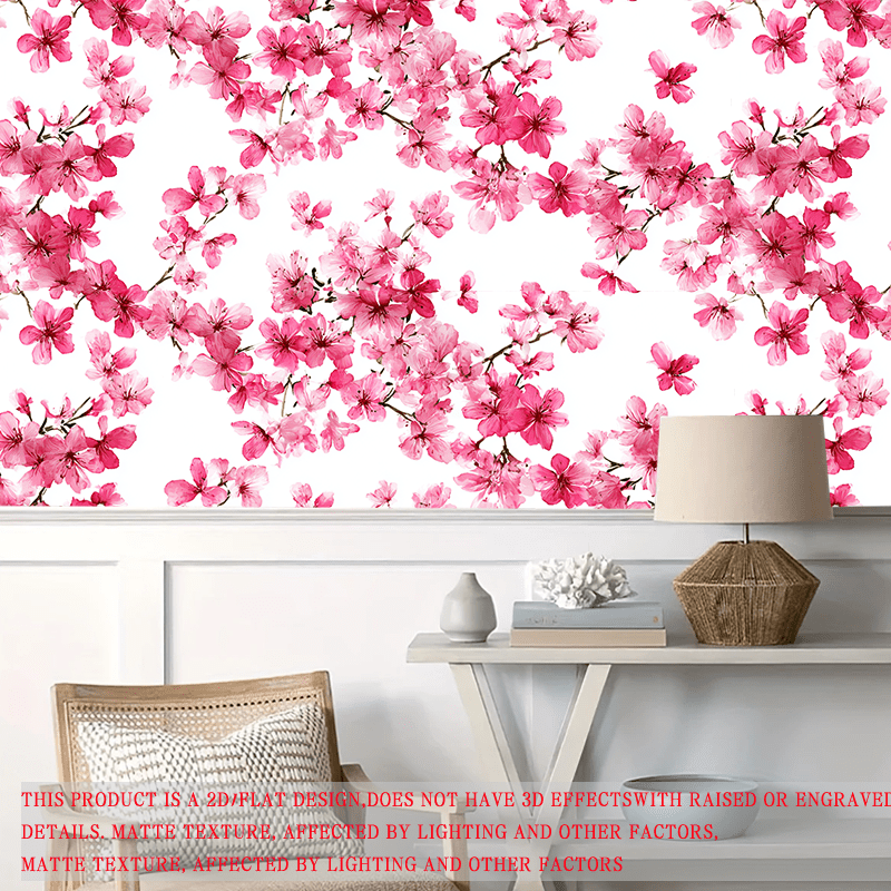 Papier peint adhésif en PVC à motif fleuri style japonais sans raccord — matière : PVC