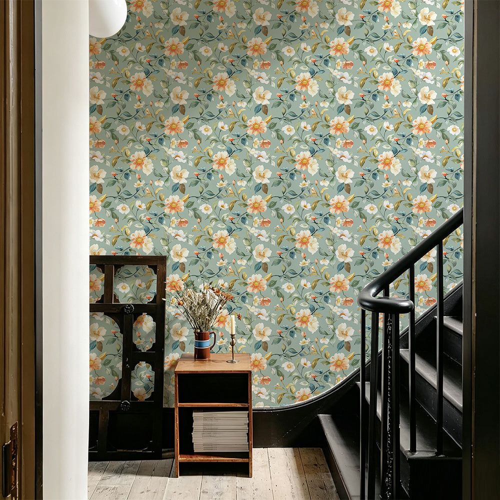 Papier peint adhésif en PVC à motif fleuri pour la cuisine amovible de 1 mm