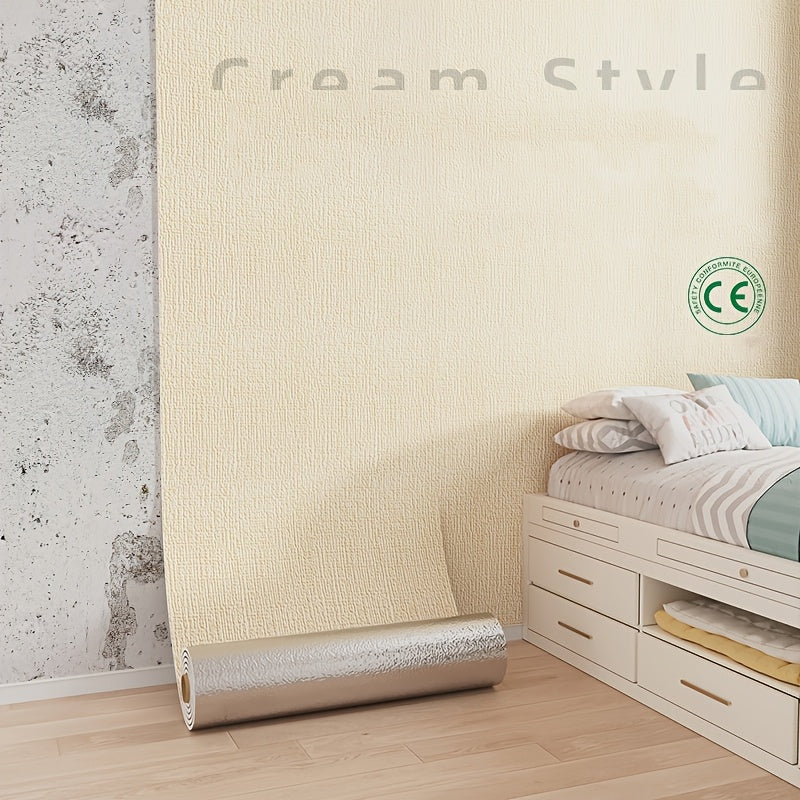 Papier peint en mousse XPE texturé isolant, rendu sur un mur
