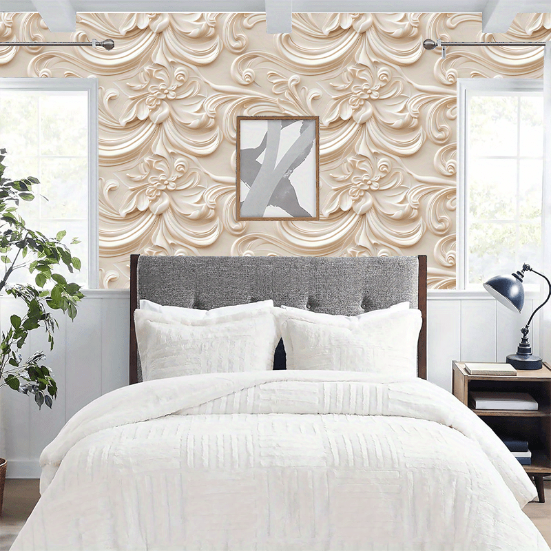Papier peint adhésif en PVC à motif damassé style baroque pour relooker un
