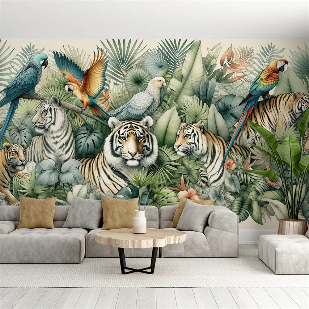 Papier peint à motif jungle esprit tropical à relief 3D