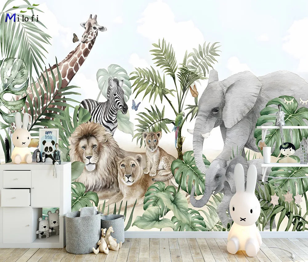Papier peint à motif jungle style scandinave à relief 3D