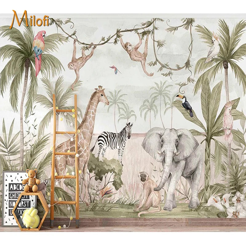 Papier peint à motif jungle pour une chambre d'enfant