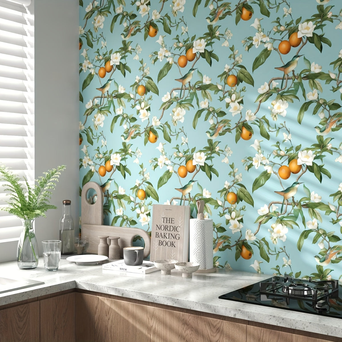 Papier peint adhésif en PVC à motif fleuri allure vintage hydrofuge, autre coloris