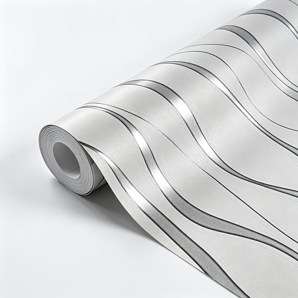Papier peint adhésif en PVC à rayures à relief 3D, mise en situation