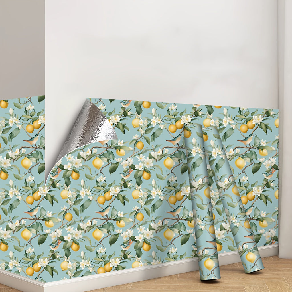 Papier peint adhésif en PVC à motif fleuri allure vintage hydrofuge, gros plan sur la matière