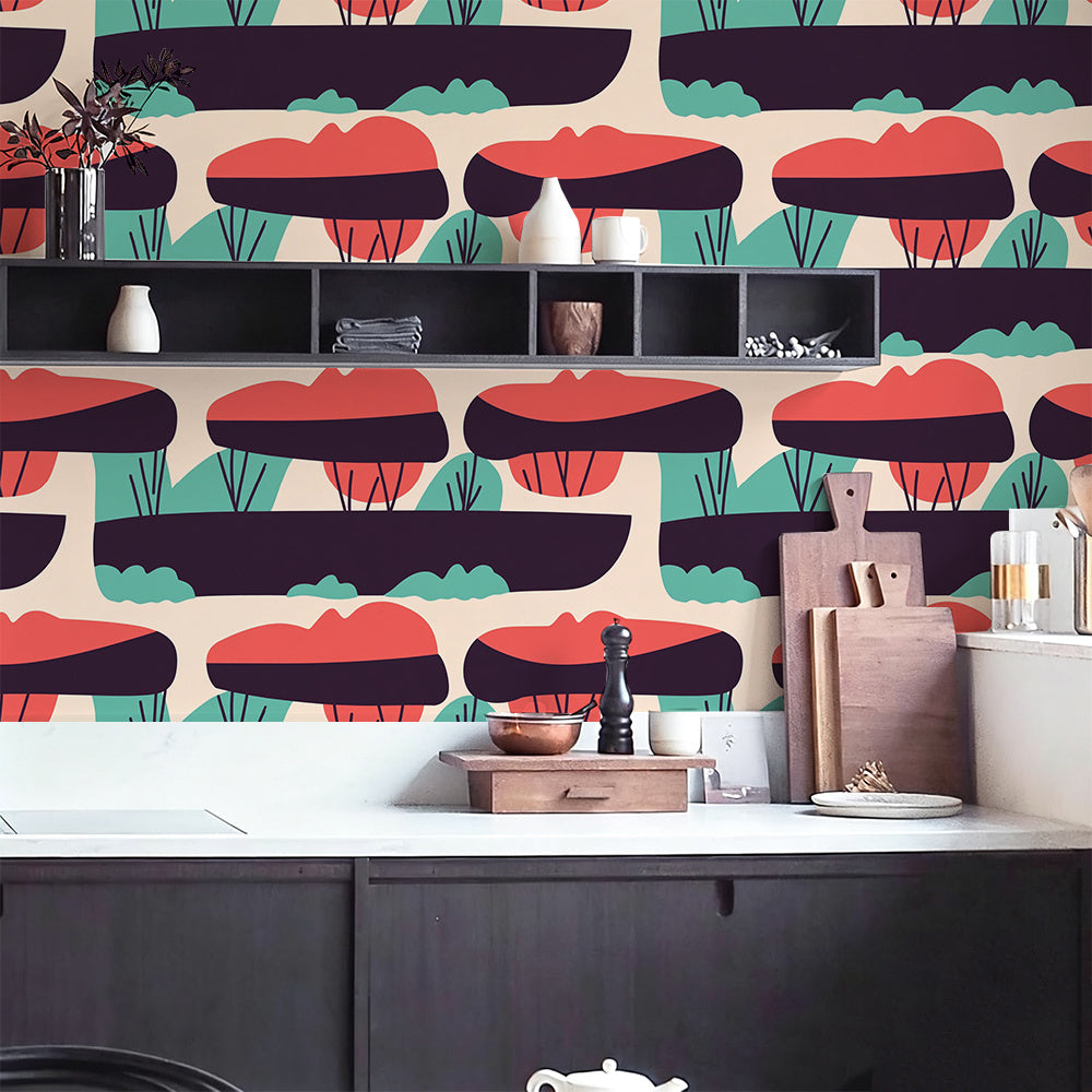 Papier peint adhésif en PVC à motif fleuri lavable pour la cuisine amovible