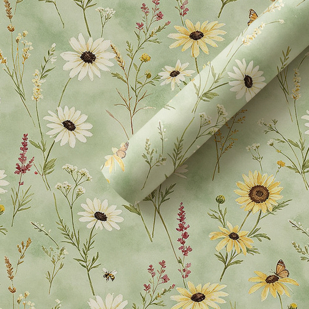 Papier peint adhésif en PVC à motif fleuri ligne contemporaine lavable — matière : PVC