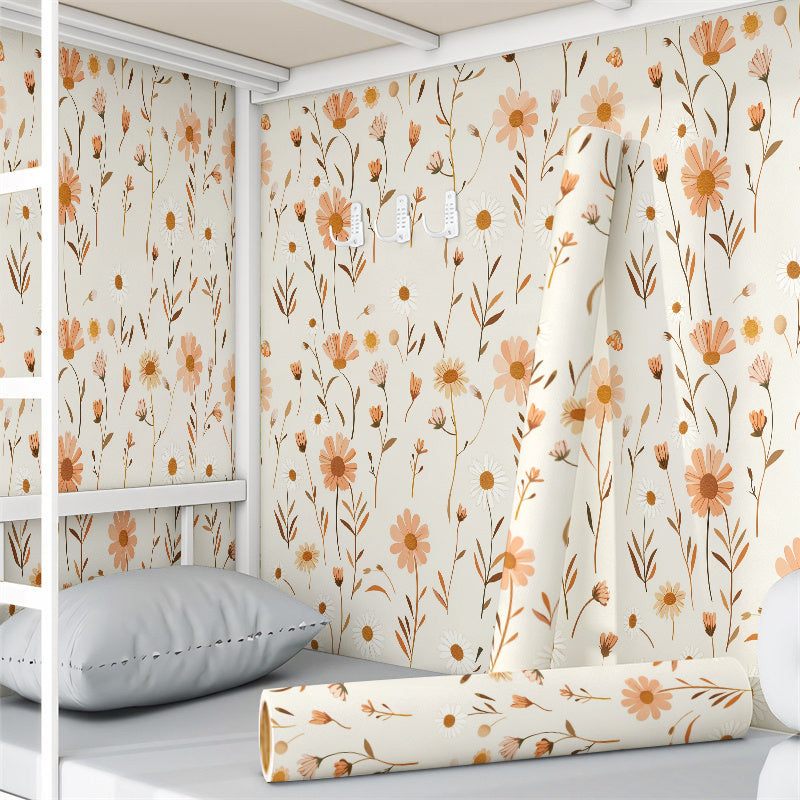 Papier peint adhésif à motif fleuri ligne contemporaine