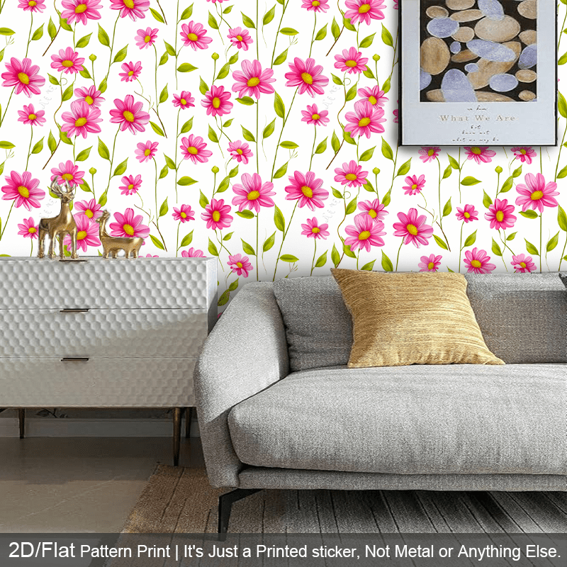 Papier peint adhésif en PVC à motif fleuri amovible