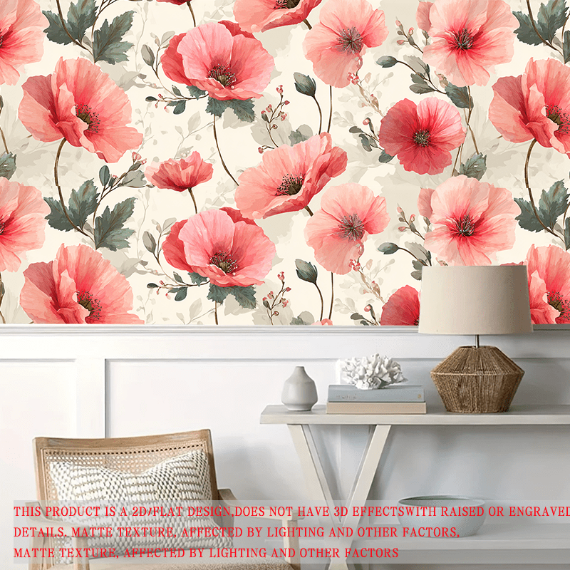Papier peint adhésif en PVC à motif fleuri texturé pour la salle de bain, épaisseur 1 mm Image