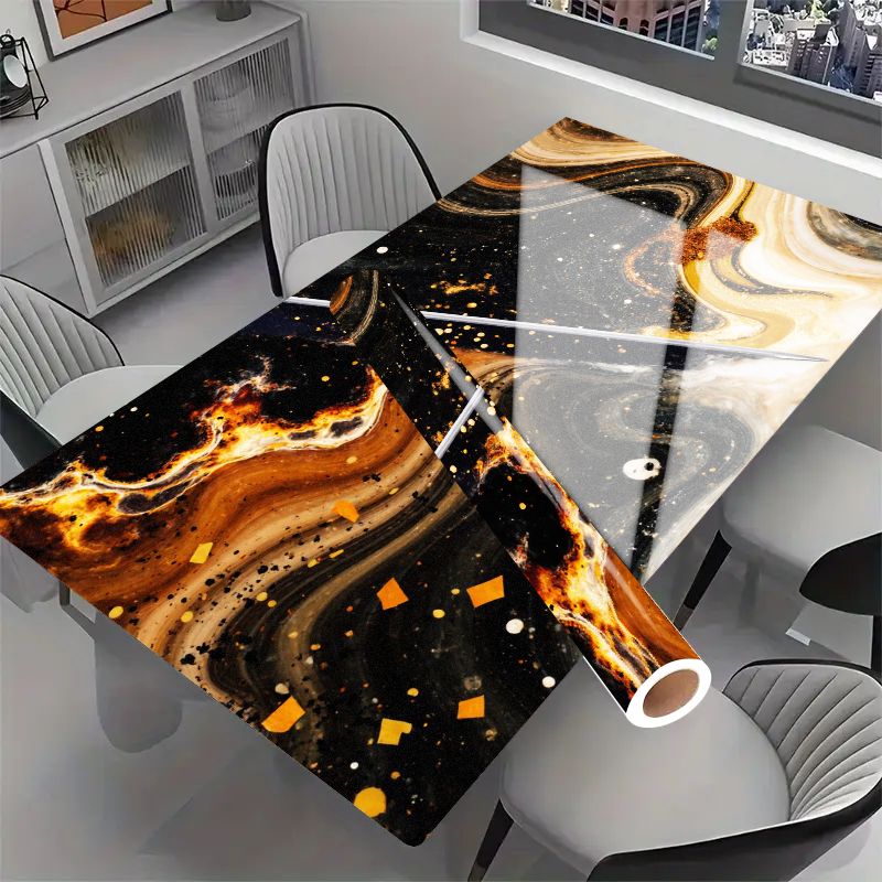 Autocollant mural et de meuble art déco vert et or, 50 x 100 cm