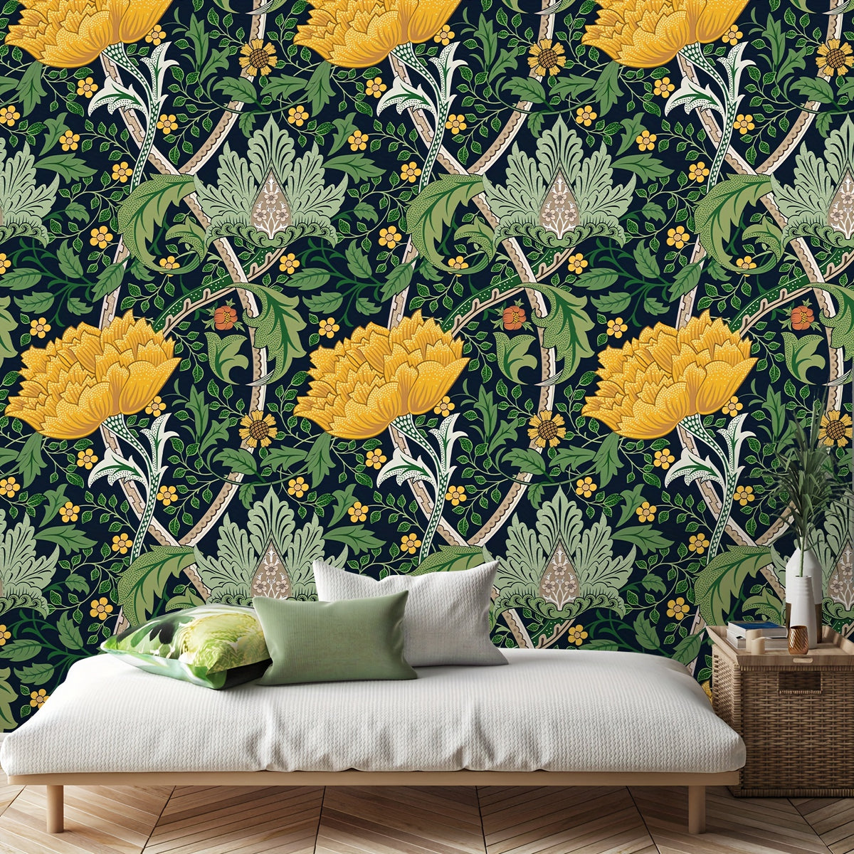 Papier peint adhésif en PVC à motif fleuri hydrofuge pour la chambre amovible