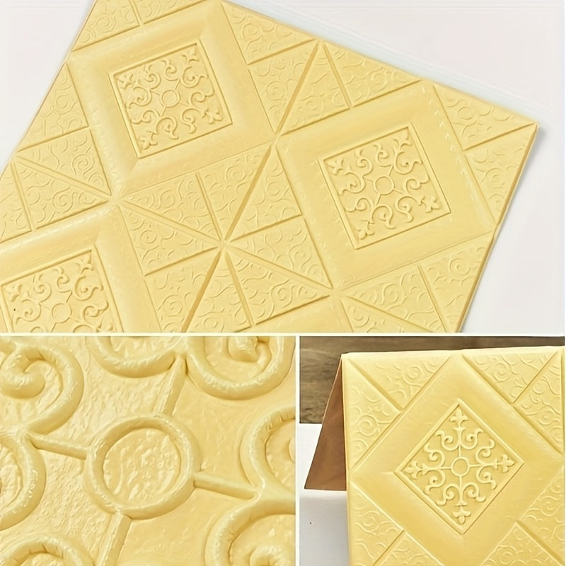 Papier peint adhésif en PVC texturé à relief 3D de 5 mm, vue de détail