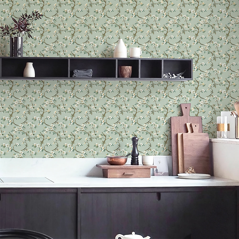 Papier peint adhésif en PVC à motif fleuri pour la cuisine amovible de 1 mm