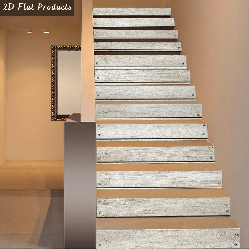 Treize bandes adhésives à décor de planche vieillie grisée