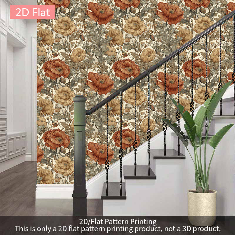 Papier peint adhésif à motif fleuri allure vintage pour la chambre de 1 mm