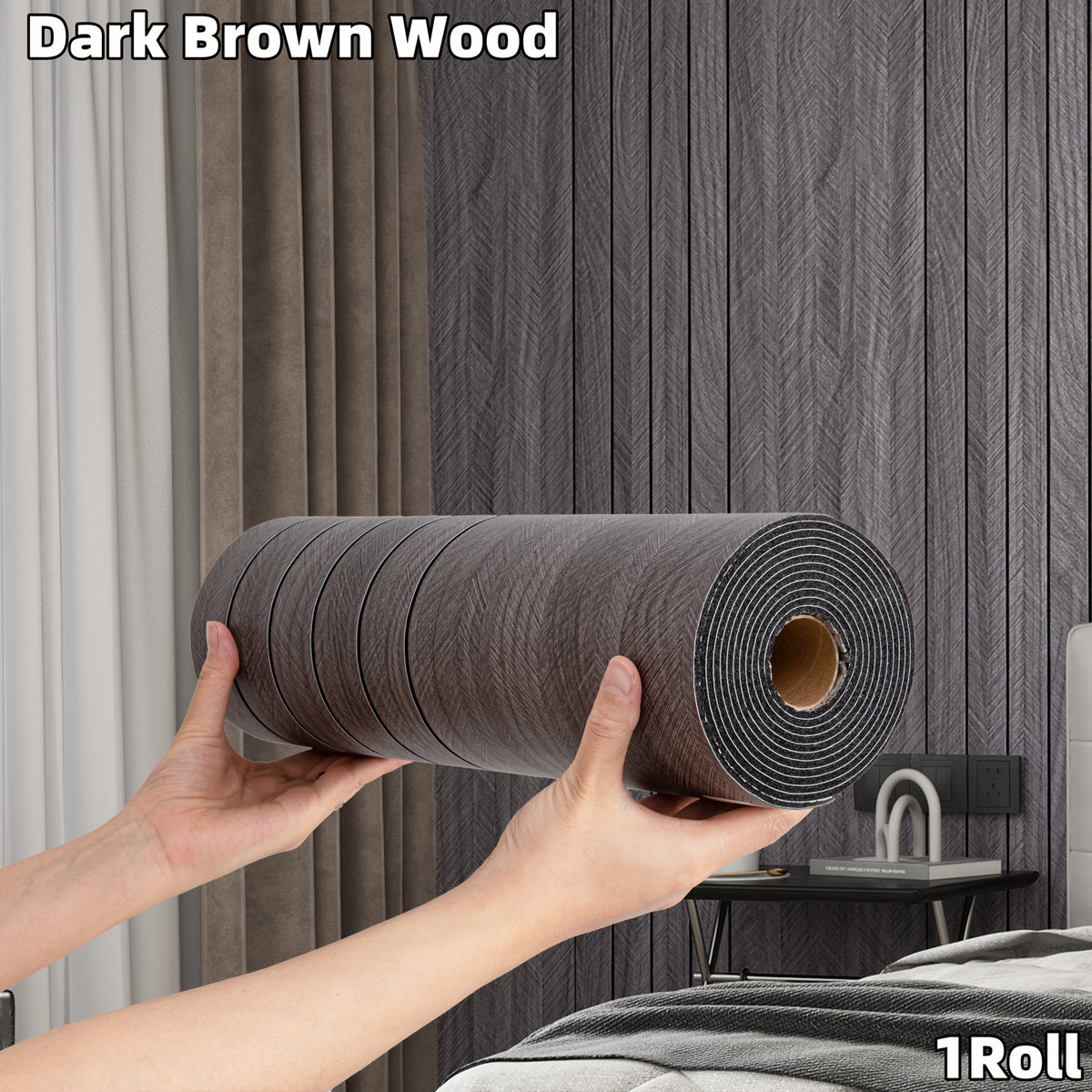 Bois Brun Foncé / 1 Rouleau (40*300cm/15,7*118 pouces)