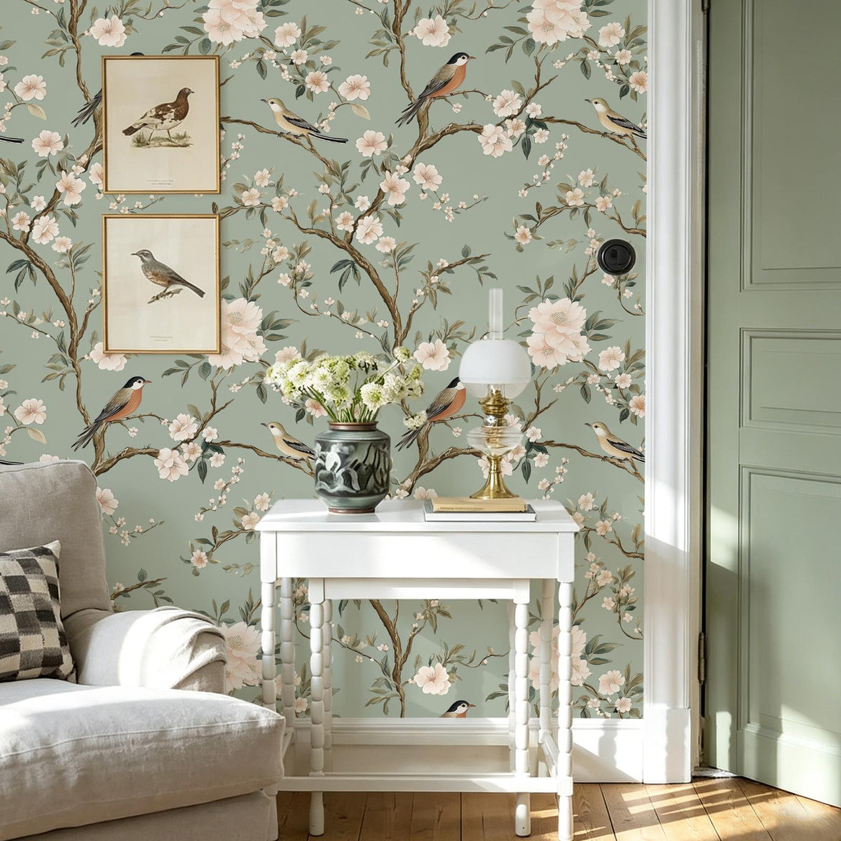 Papier peint adhésif en PVC à motif fleuri pour une entrée amovible, autre coloris