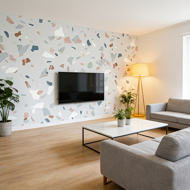 Papier peint pré-encollé en PVC à motif géométrique