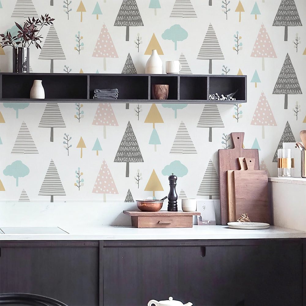 Papier peint adhésif en PVC à motif fleuri lavable pour la cuisine amovible