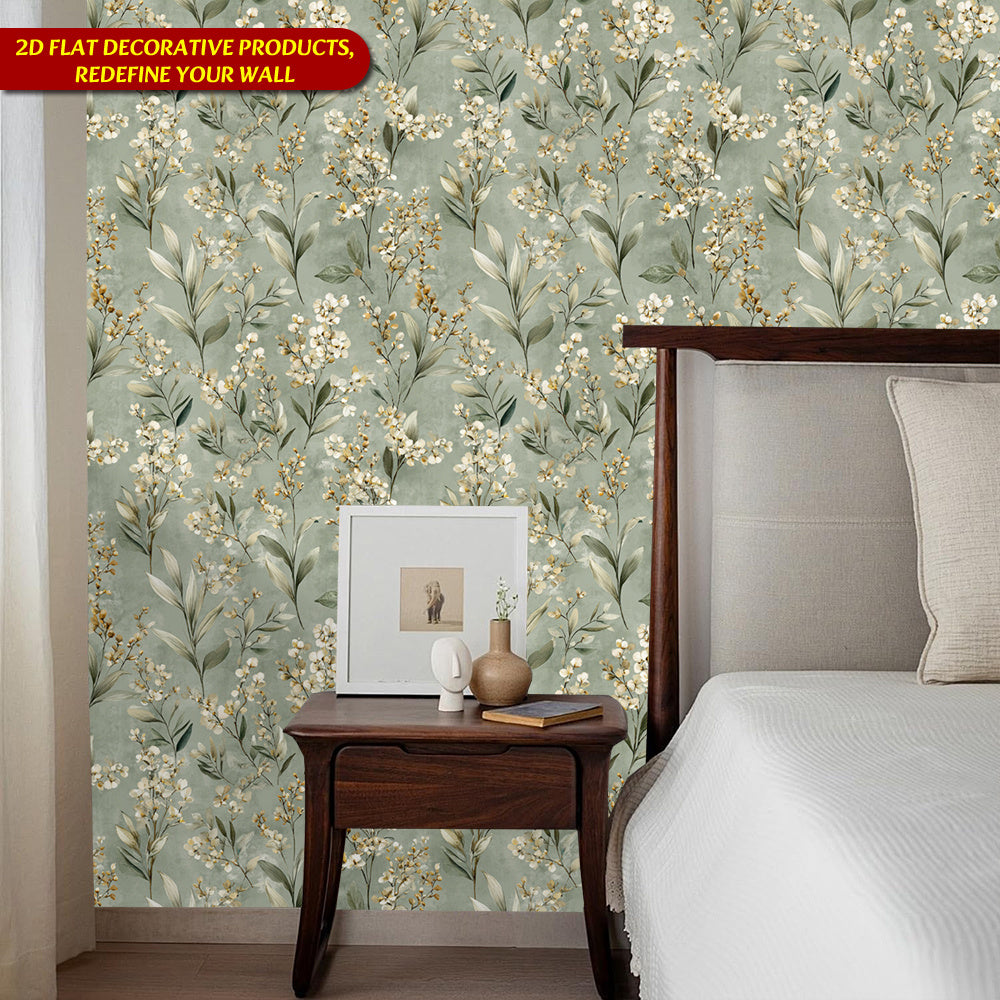 Papier peint adhésif en PVC à motif fleuri pour la chambre