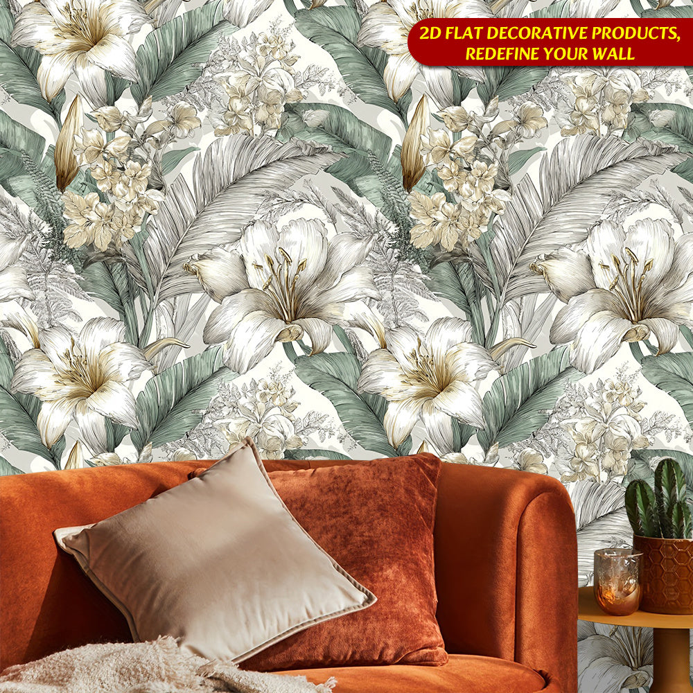 Papier peint adhésif en PVC à motif fleuri pour la chambre