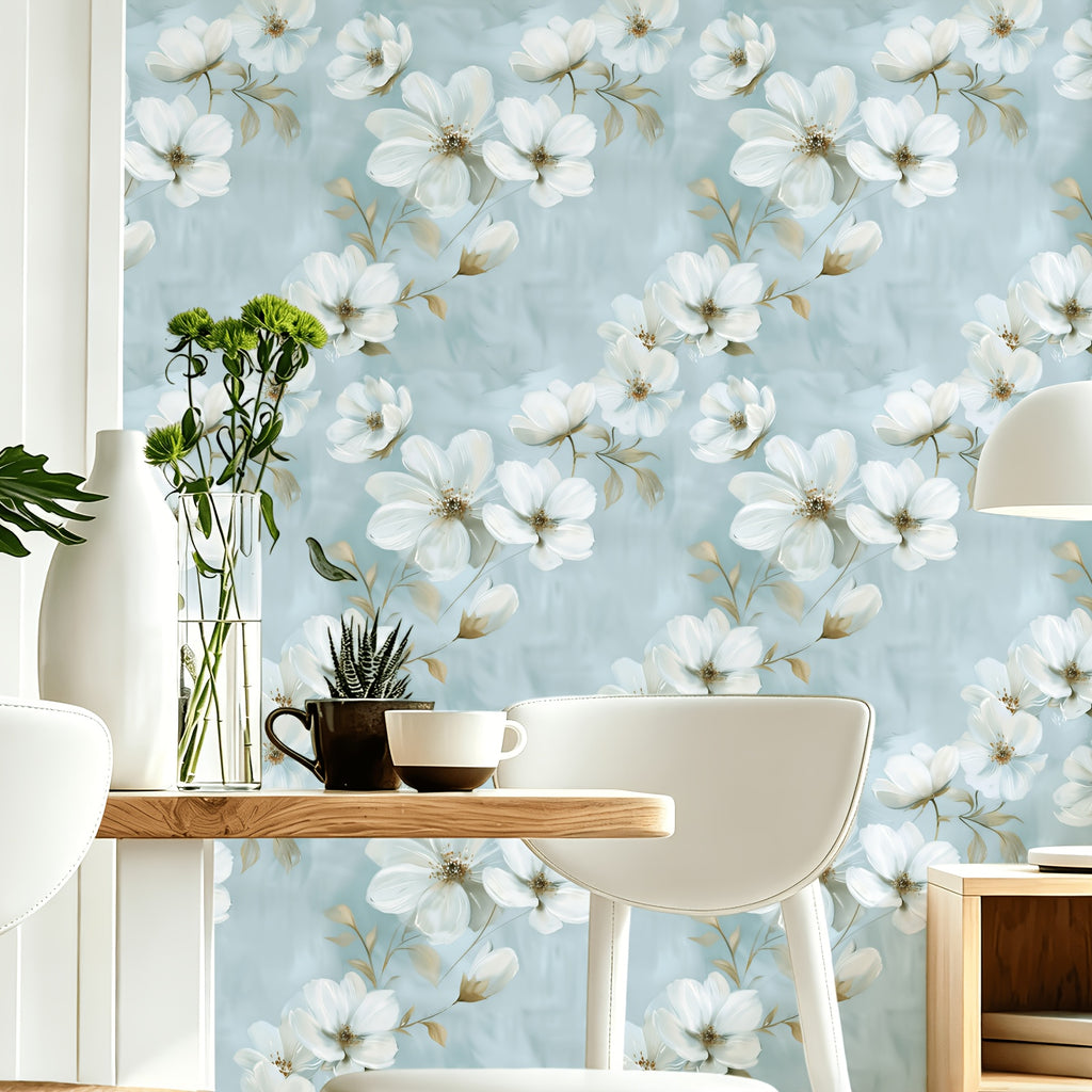 Papier peint adhésif en PVC à motif fleuri allure vintage hydrofuge — matière : PVC
