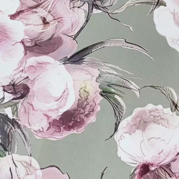 Papier peint adhésif en PVC à motif fleuri hydrofuge pour la chambre amovible, vue de détail