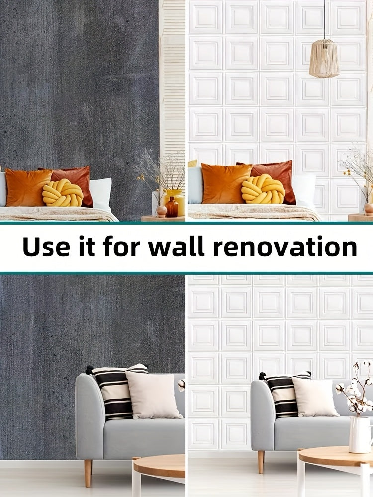 Dalles murales 3D en mousse blanche, lot de 50 caissons