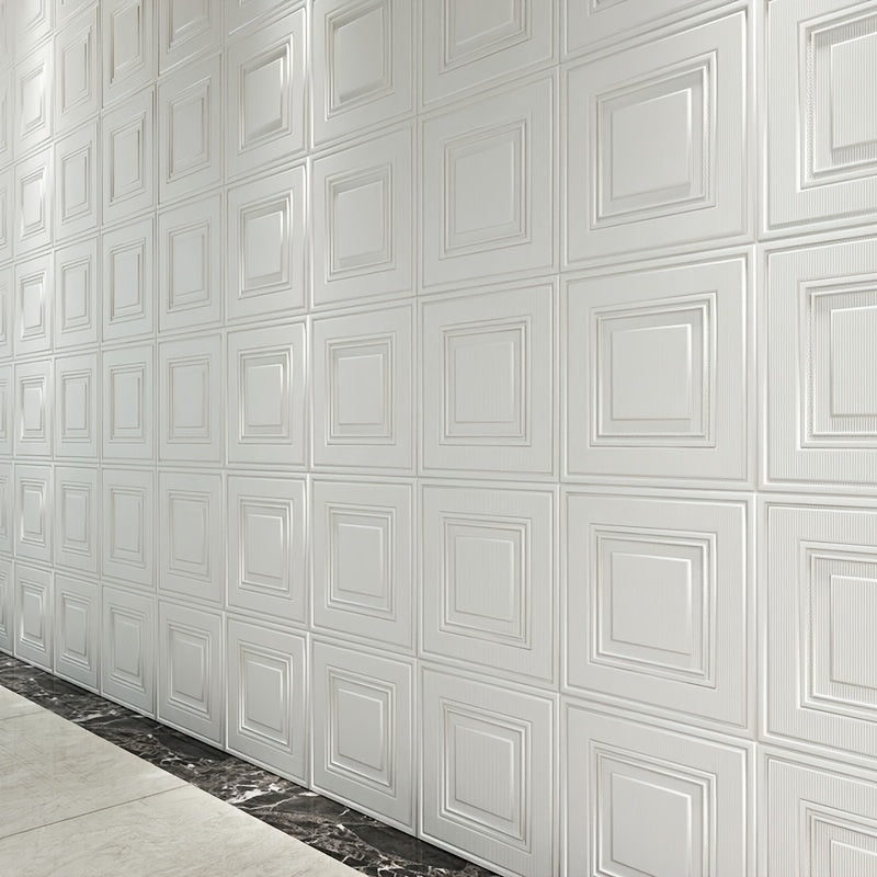 Dalles murales 3D en mousse blanche, lot de 50 caissons