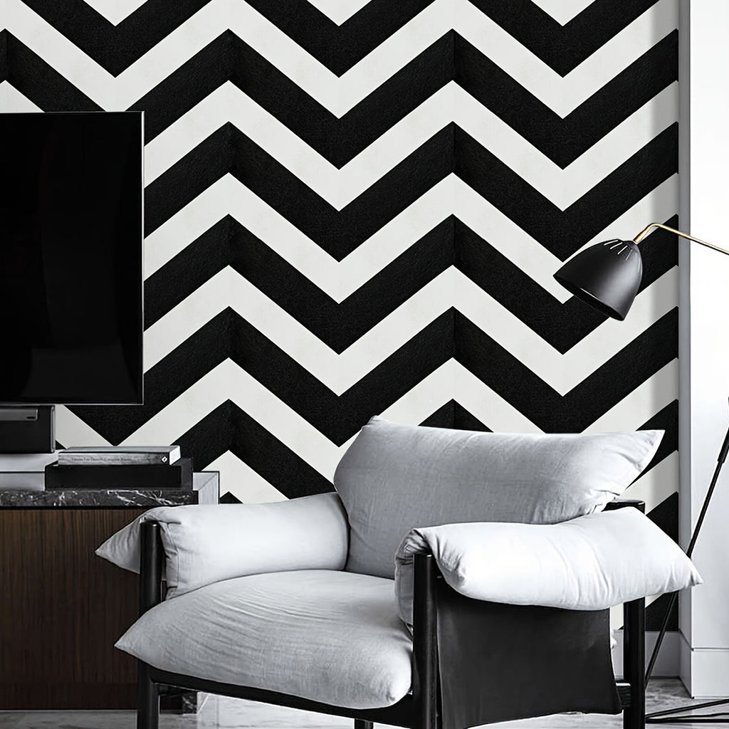 B(Rayures Noires et Blanches en Chevrons)