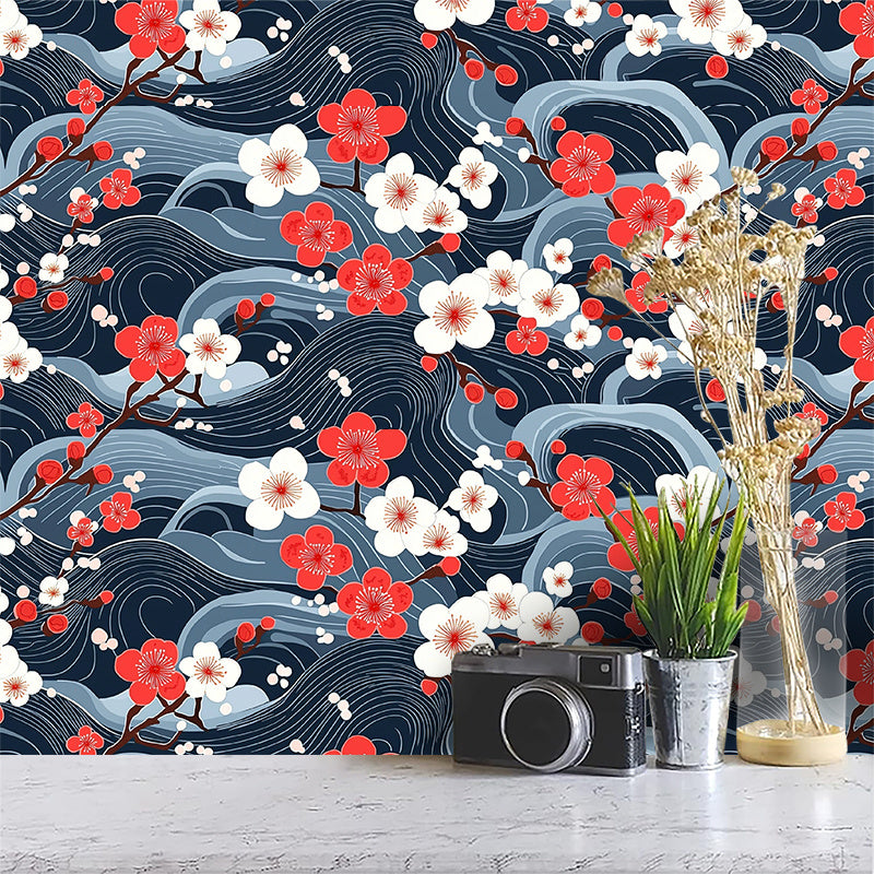 Papier peint adhésif à motif fleuri pour un bureau