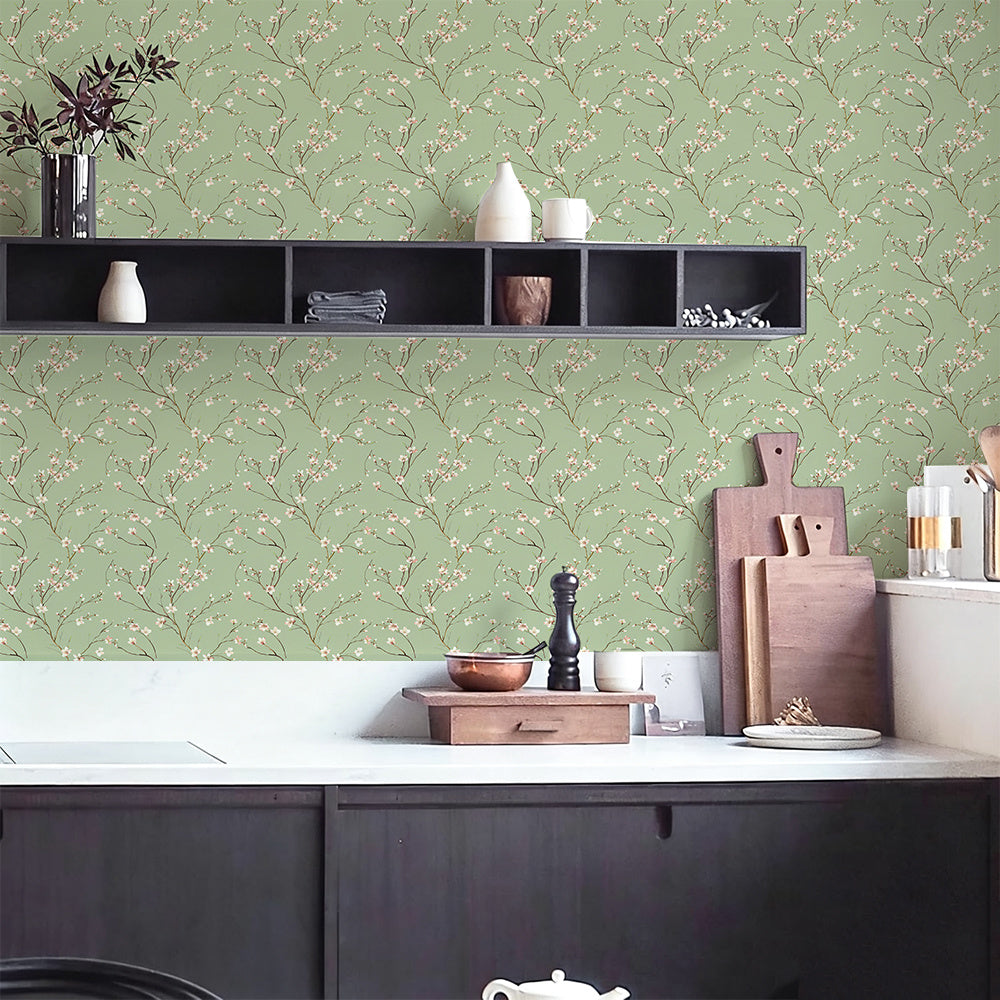 Papier peint adhésif en PVC à motif fleuri ligne contemporaine