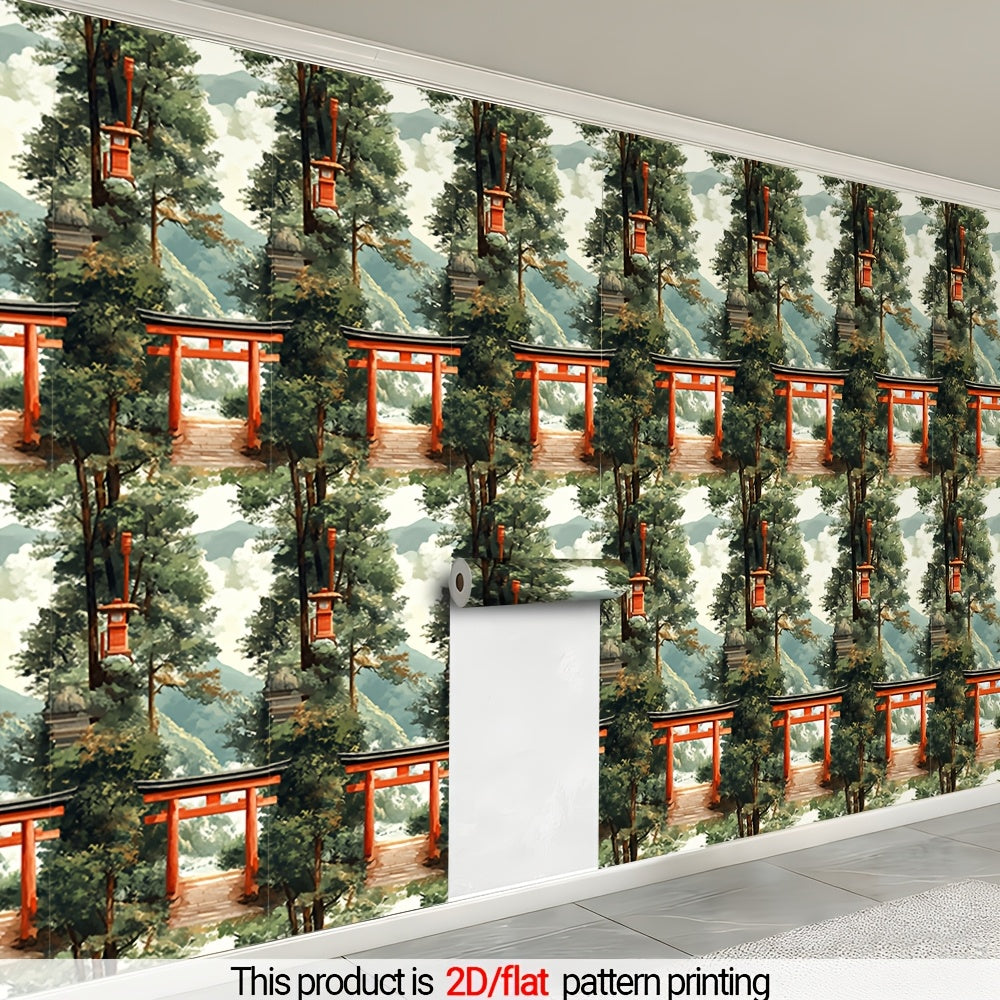 Papier peint adhésif en PVC panoramique paysage style japonais pour la chambre