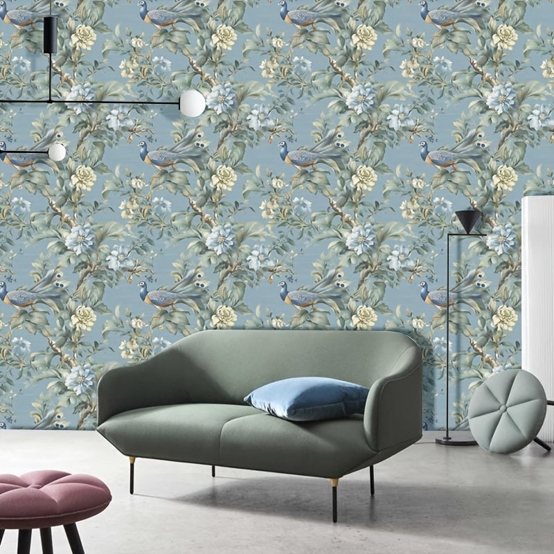 Papier peint adhésif en PET à motif fleuri amovible