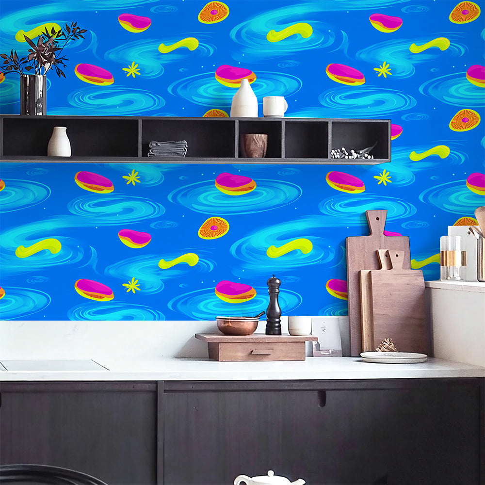 Papier peint adhésif en PVC à motif fleuri en panneau pour la cuisine