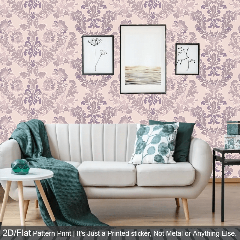 Papier peint adhésif en PVC à motif fleuri style baroque, épaisseur 1 mm