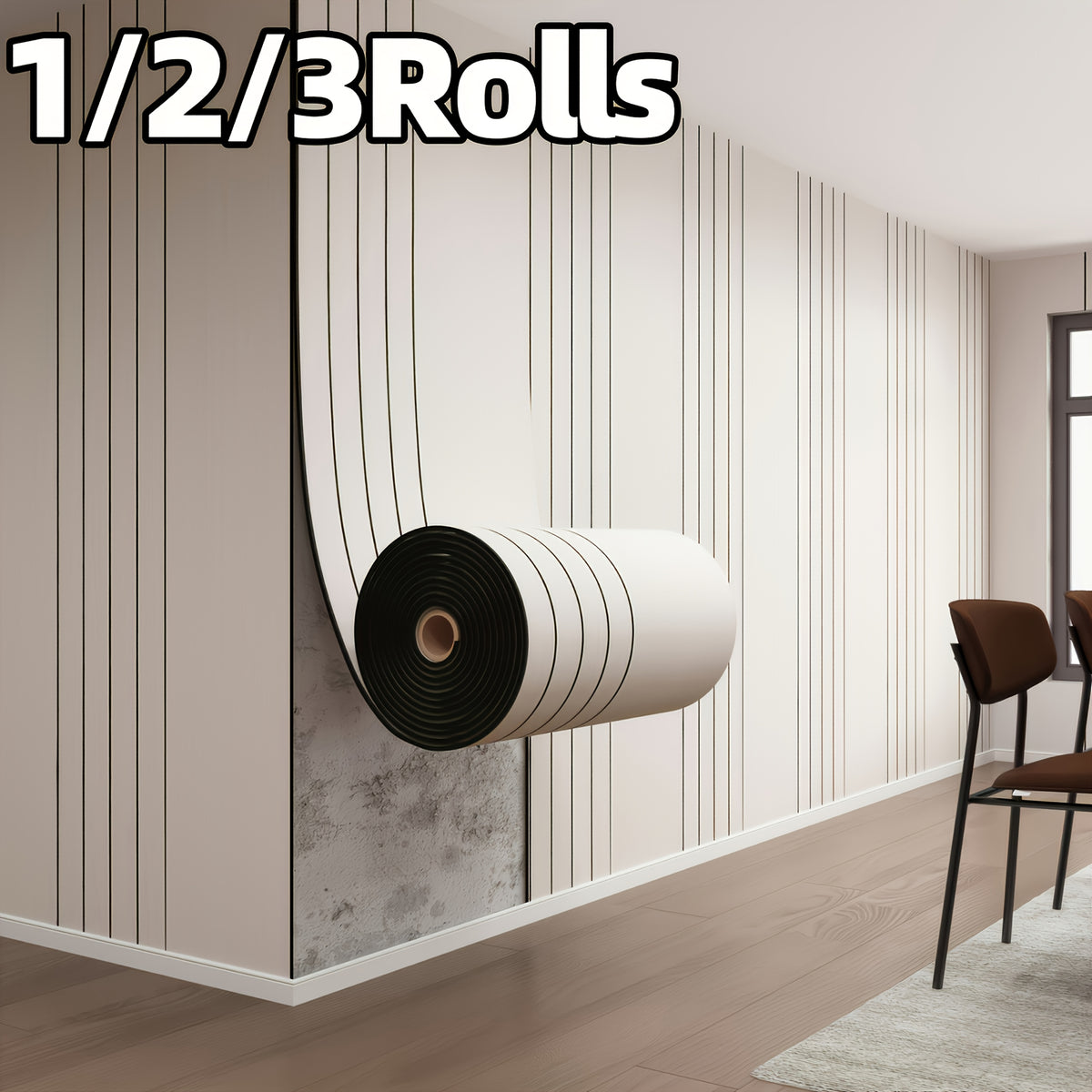 Papier peint 3D en mousse effet lattes de bois, cinq coloris