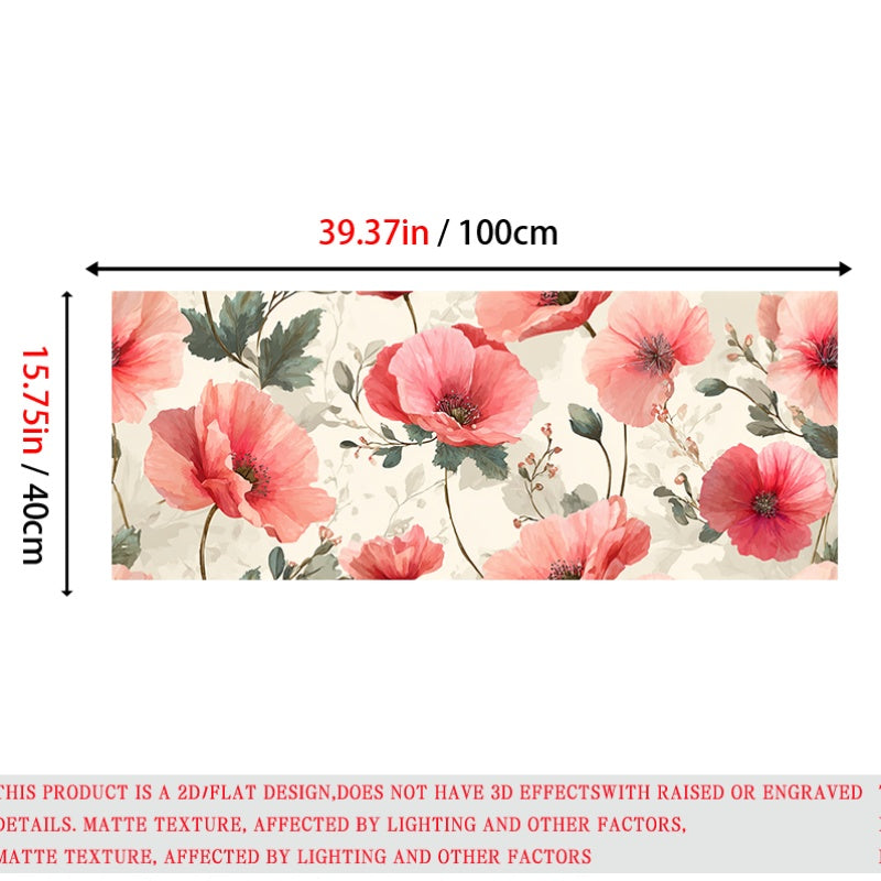 Papier peint adhésif en PVC à motif fleuri texturé pour la salle de bain, rendu sur un mur