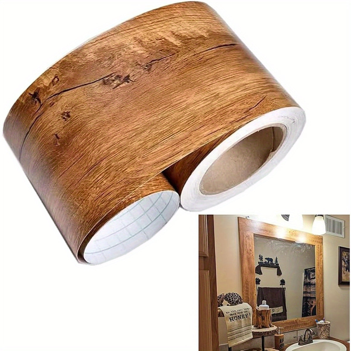 Frise de papier peint adhésif en vinyle effet bois — matière : vinyle Image