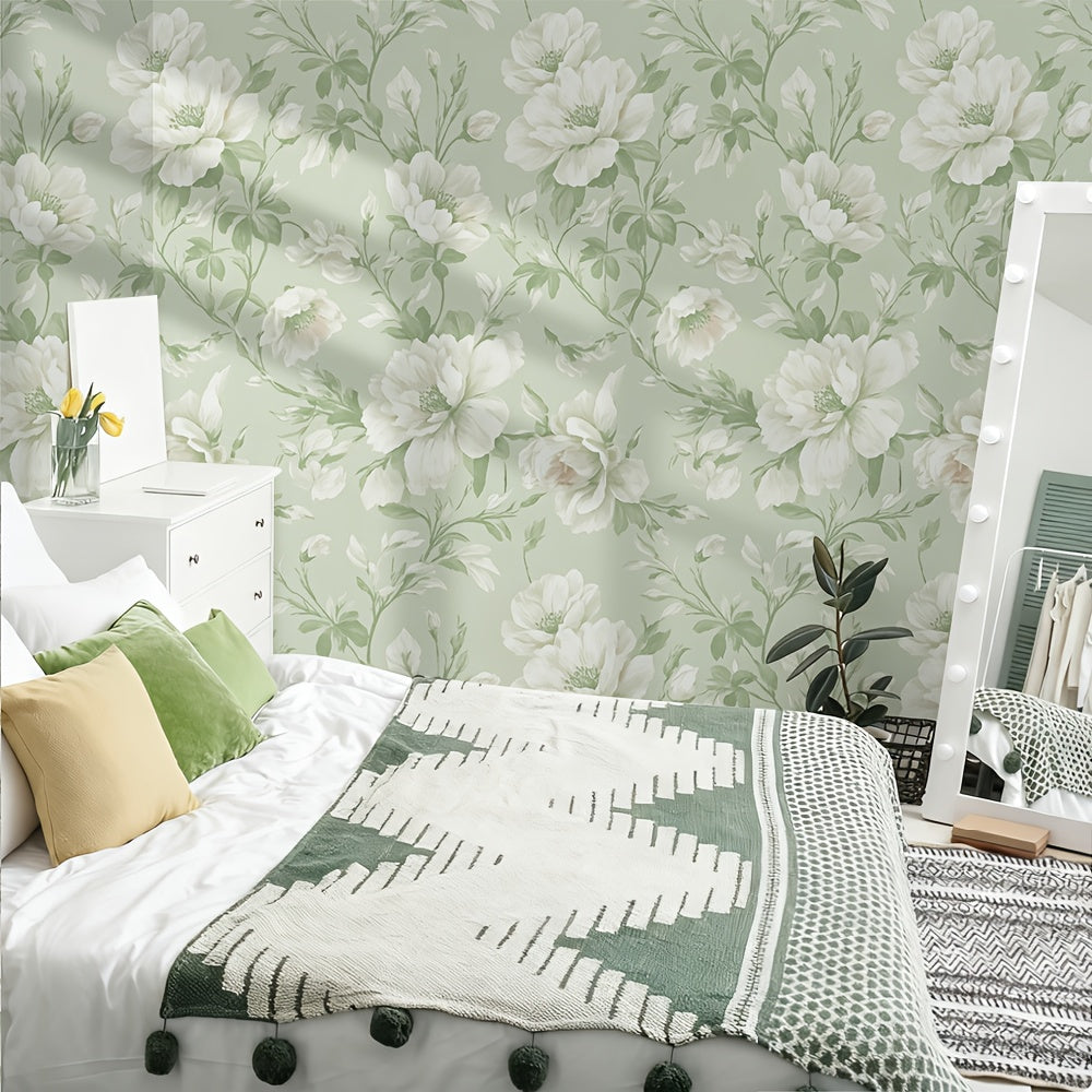 Papier peint adhésif en PVC à motif fleuri en bordure pour la chambre amovible, gros plan sur la matière