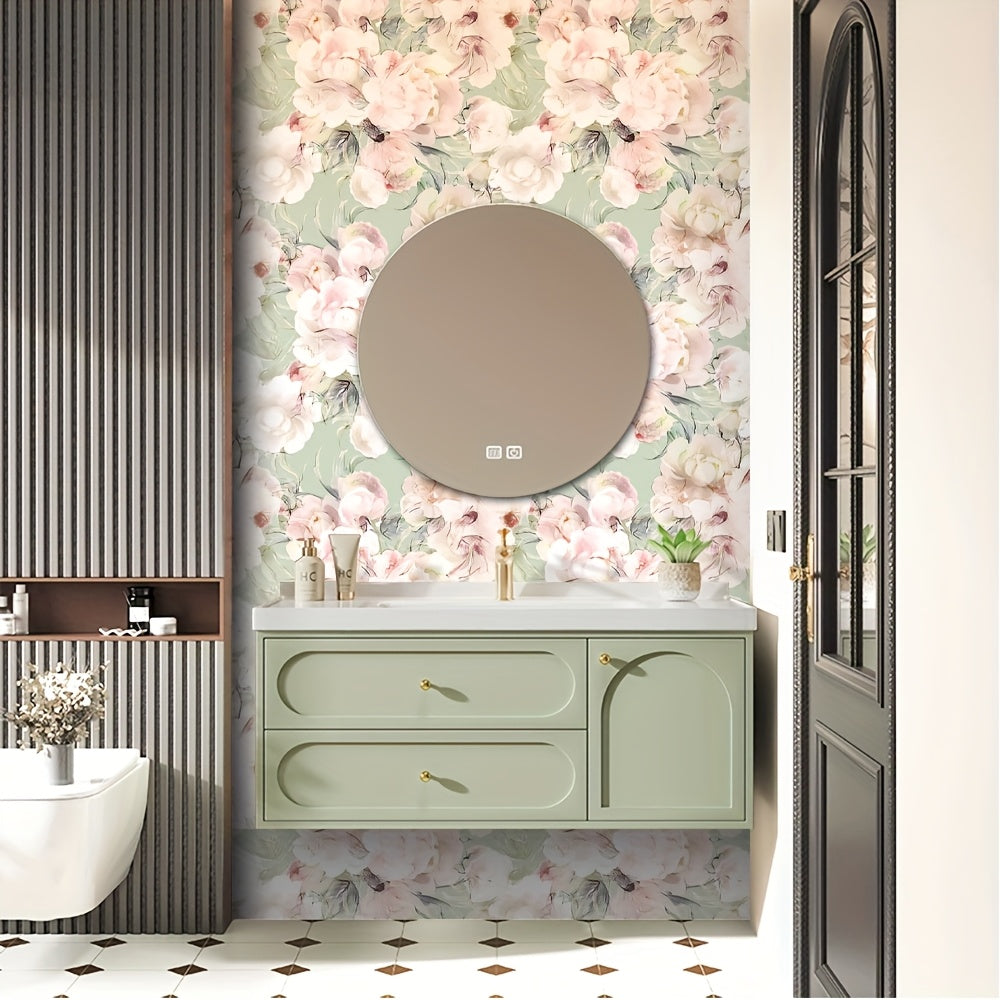 Papier peint adhésif en PVC à motif fleuri hydrofuge pour la chambre amovible, autre coloris