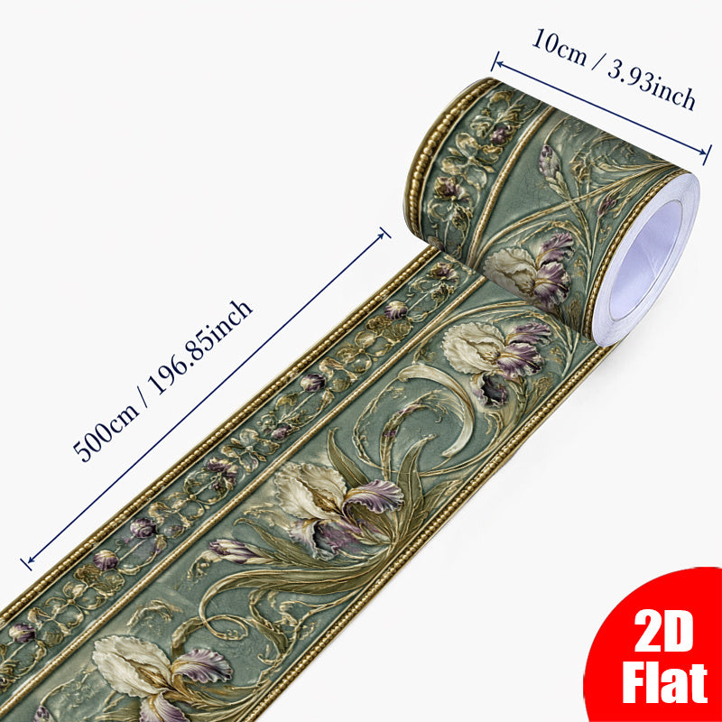 Papier peint adhésif en vinyle à motif fleuri allure vintage en bordure