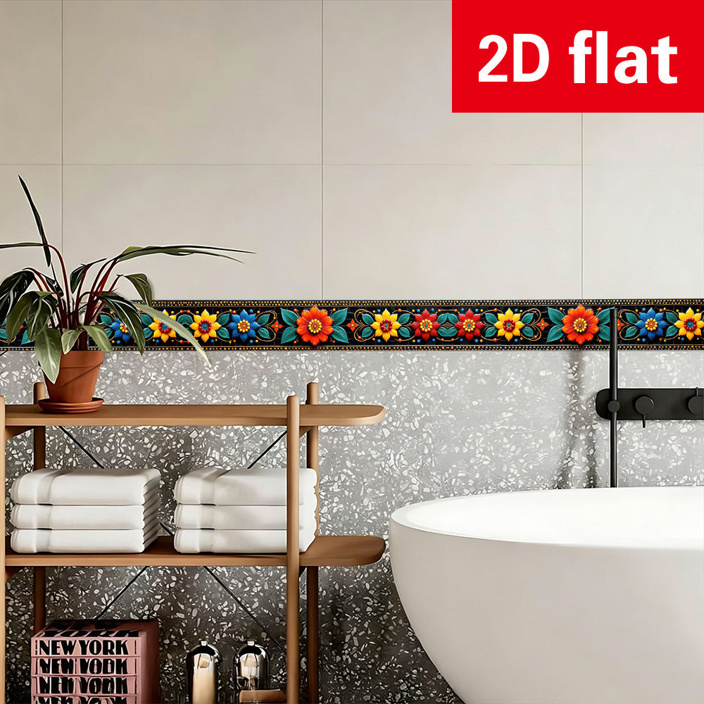 Papier peint en PVC à motif fleuri allure vintage en bordure pour la salle