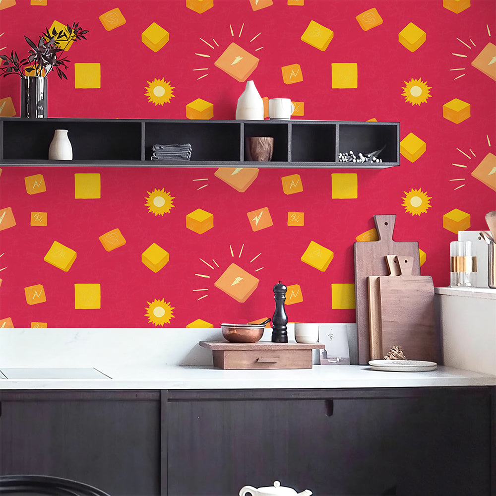 Papier peint adhésif en PVC à motif fleuri pour la cuisine amovible de 1 mm