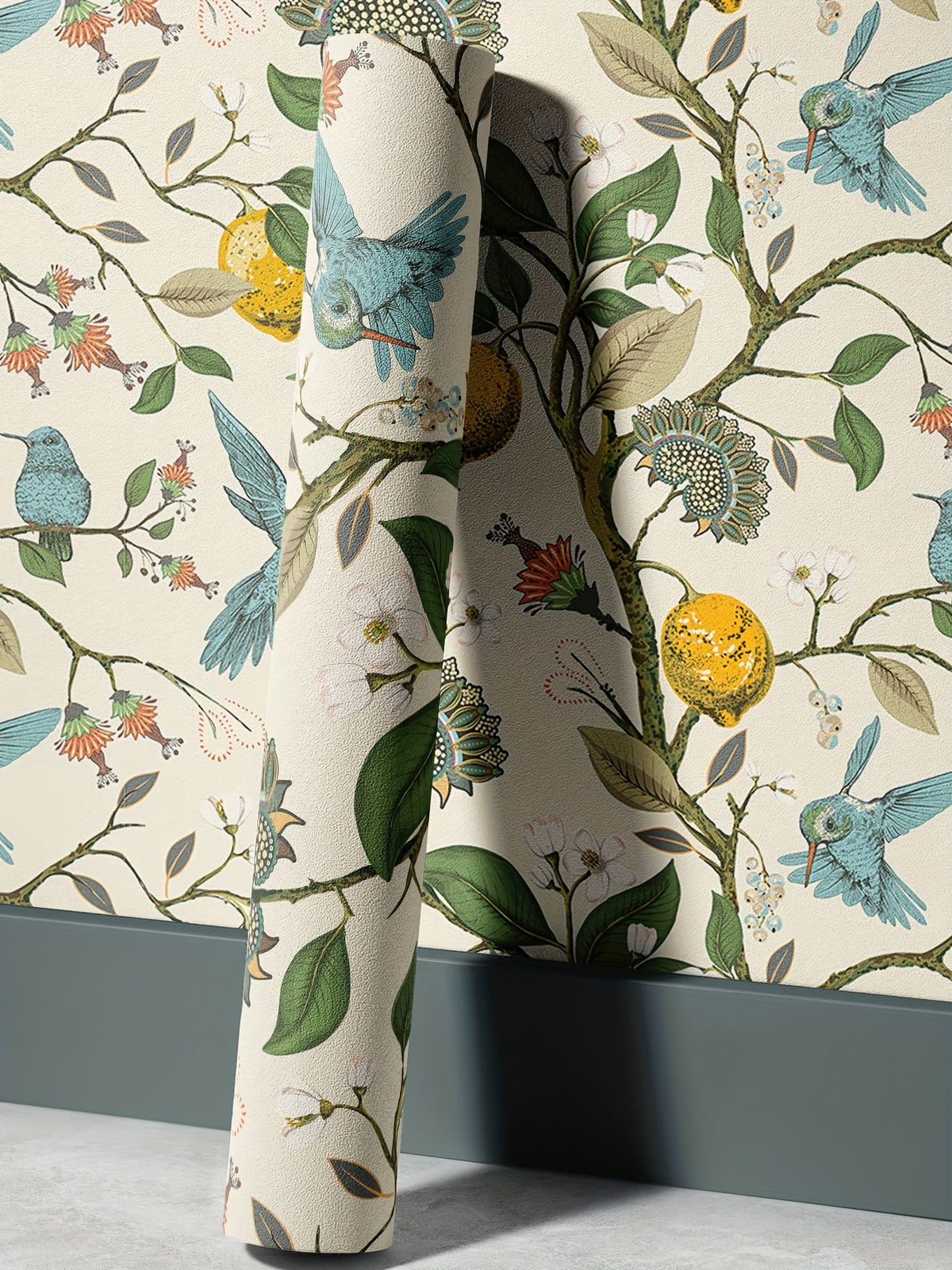 Papier peint adhésif en PVC à motif fleuri allure vintage amovible