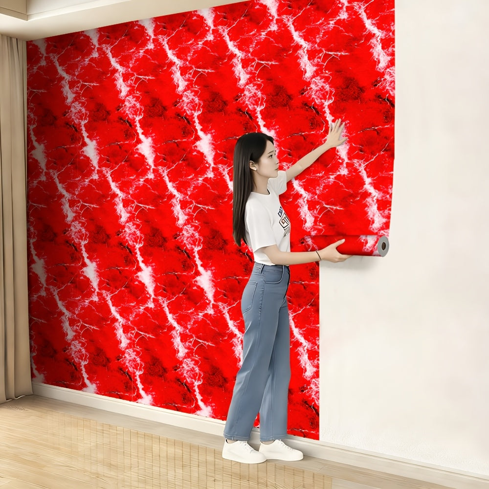 Papier peint adhésif en PVC effet marbre ligne contemporaine pour la chambre