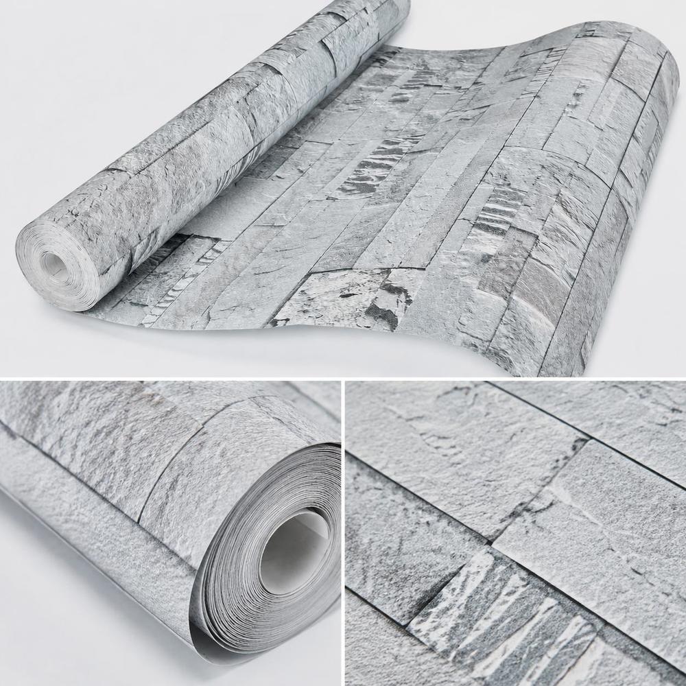 Papier peint adhésif textile effet brique à relief 3D de 8491 mm, le rouleau
